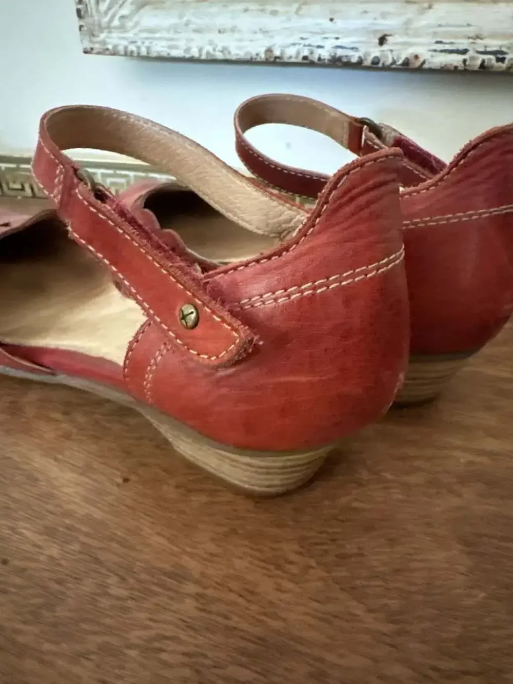 Pikolinos Women's Leather Scalloped Mary Jane Wedge Sandals